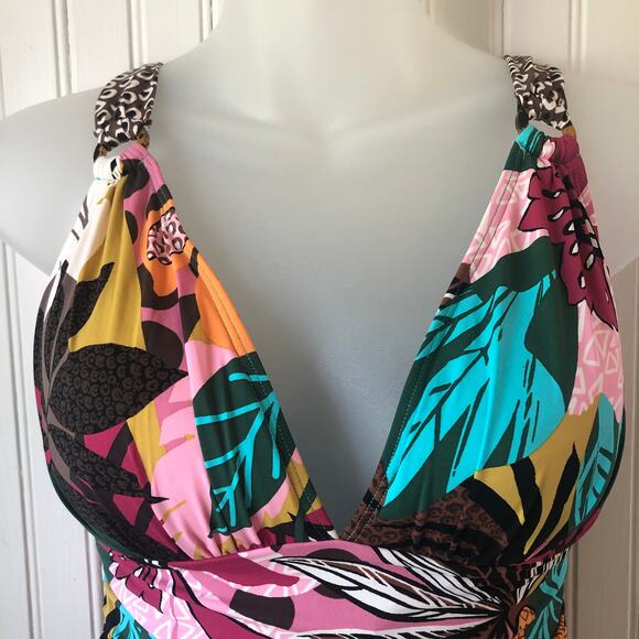 BLEU ROD BEATTIE Retail $150 Run Wild Tropical Tankini Sarong 2 Piece Size 6 - Picture 2 of 10